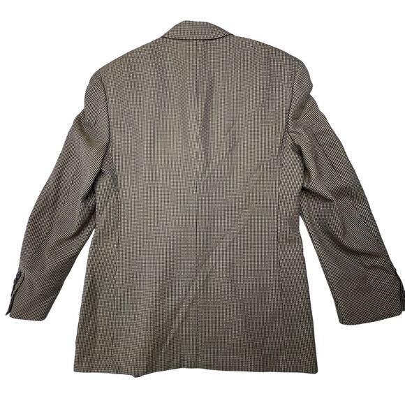 Austin Reed Vintage 70s Wool Blazer 40R Tan Houndstooth Jacket Gus’s USA Classic - Picture 4 of 14